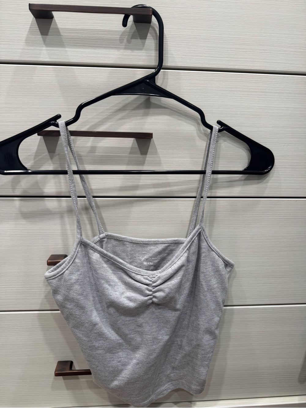 Brandy Melville Light Grey Ruched Spaghetti Strap Camisole